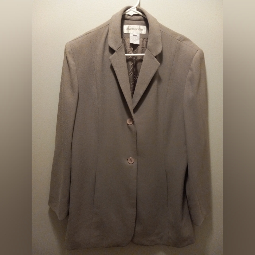 Jones New York Women's 2 Button Blazer Jacket Size 16 Brown Suit Coat Lined